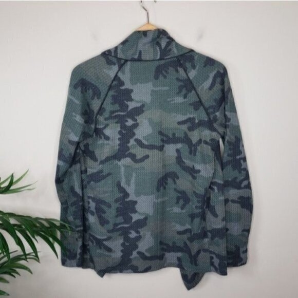 Color Threads | Camo Waffle Open Front Cardigan Size Small - Picture 3 of 5